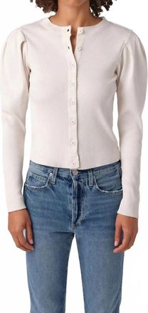 Amo Puff Sleeve Cardigan In Off White