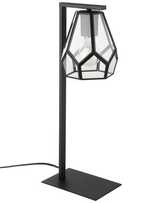 Eglo Eglo Mardyke 1 Light Table Lamp With Black Finish & Clear Geomtric Glass Shade With Black Accents
