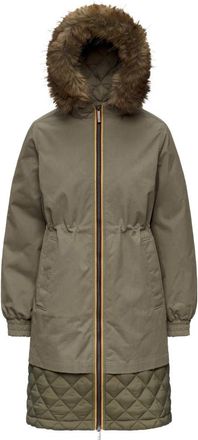 K-Way Fosca Wax Cotton Nylon Jas - Dames - Parka Jassen - Groen - L - Nylon - Jassen
