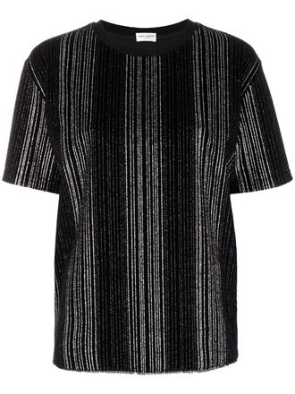 Saint Laurent T-shirt met metaillic strepen - Zwart