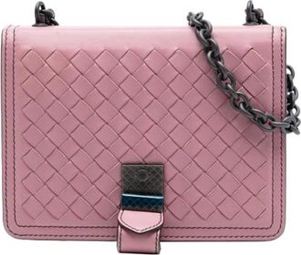 Bottega Veneta Pre-owned Cross Body Bags, female, Pink, Size: ONE SIZE Pre-owned Woven Nappa Shoulder Bag