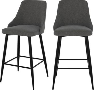 Rendez-Vous D&eacute;co Rendez-vous D&eacute;co - Set De 2 Sillas Para Isla De Cocina En Tela Gris Oscuro 66,5 Cm - Pipo