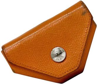 Herm&egrave;s Orange Leather Epsom Leather Coin Purse/Coin Case (Pre-Owned)