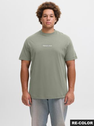 Jack & Jones Plus Size T-Shirt JORNORREBRO EMB TEE SS CREW NECK PLS, Herren, Gr. 4XL, seagrass, Jersey, Obermaterial: 100% Baumwolle, JACK & JONES PLUSSIZE, bedruckt, regula