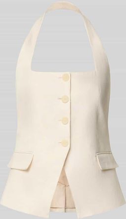 Mango Weste aus Leinen mit Pattentaschen Modell BORELI in Beige, Gr&ouml;&szlig;e XL