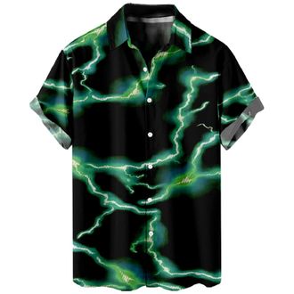 Generic Mens Button Dress Shirt Linen Shirts for Men 2023 New Casual Short Sleeve Button Down Leopard Print Loose Tee Tops with Pocket Mens Linen Guayabera Sh