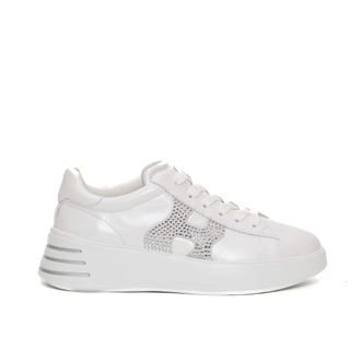 Hogan White Leather Trainers with Suede Accents