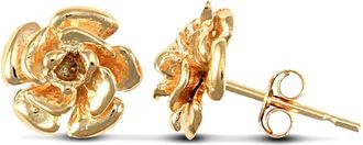 Jewelco London 9ct Gold Rose Flower Petals Stud Earrings - JES004
