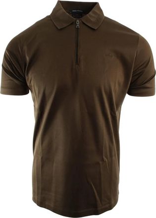 Paul & Shark Cotton Polo Shirt met Rits en Borduursel - Heren - Polos - Bruin - M - Katoen - Tops