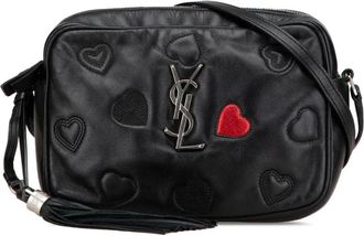 Saint Laurent Pre-owned Cross Body Bags, female, Black, Size: ONE SIZE Pre-owned Camera Bag Hearts Leather Crossbody