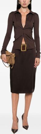 Tom Ford Womens Satin Midi Skirt - Dark Brown - Size EU 36 (Womens)