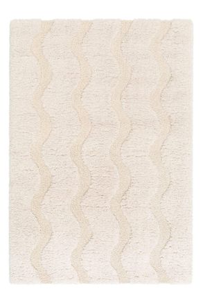 AFK Living Alfombra shaggy ultrasuave y f&aacute;cil de mantener beige 120 x 170 cm