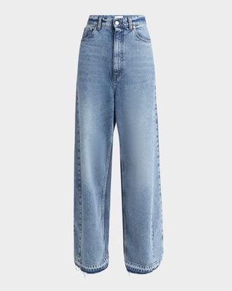 Stella McCartney Two Tonal Paneled Wide Leg Jeans
