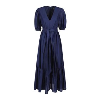 Lavi Katoenen Lange Jurk - Dames - Casual kleedjes - Blauw - S - Katoen - Kleedjes