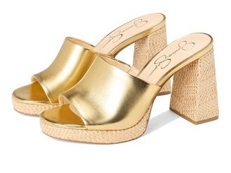 Jessica Simpson Kameena Mule Platform Sandals Womens Sandals Gold : 8.5 M, Leather