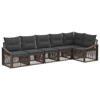 vidaXL Conjunto De Sof&aacute;s De Jard&iacute;n 6 Pcs Gris Rat&aacute;n Sint&eacute;tico Vidaxl
