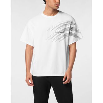 Plein Sport Round Neck T-Shirt Scratch Men in White at Nordstrom, Size Xxx-Large Eu