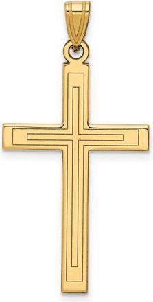 Diamond2Deal 14k Yellow Gold Solid Laser Etched Cross Pendant