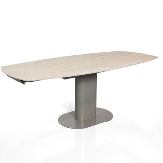 Oresteluchetta Mesa extensible cer&aacute;mica/acero travertino-platino 76x89x120-200