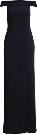 Ralph Lauren Crepe Off-the-Shoulder Gown - Dames - Avondkleed - Blauw - S - Leer - Kleedjes