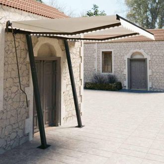 vidaXL Toldo Manual Retr&aacute;ctil Con Led Crema 3x2,5 M Vidaxl