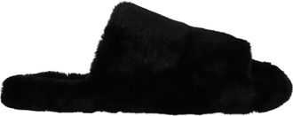 Dolce & Gabbana Zwarte Polyester Faux Fur Sandalen - Heren - Sandalen - Zwart - 44 1/2 EU - Polyester - Schoenen