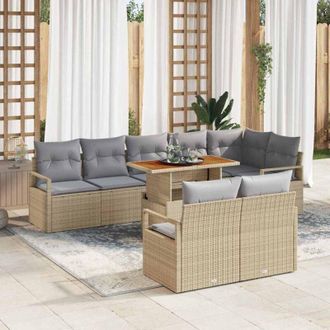 vidaXL Vidaxl - Conjunto De Sof&aacute; De Jard&iacute;n 9 Pcs Beige, Gris 100 X 55 X 73 Cm