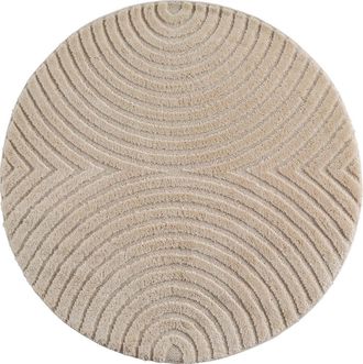 Nazar Rugs Alfombra de relieves geom&eacute;tricos beige redonda - d200 cm
