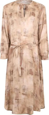 PESERICO Kleedjes, Dames, Beige, L, Elegante Midi Jurk