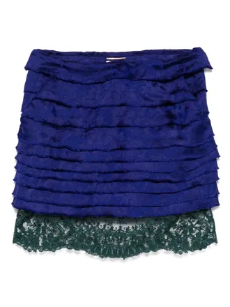 Saint Laurent jacquard and lace mini dress - women - Viscose/Cotton/Silk/Silk - 42 - Blue