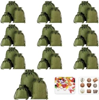 OEM Juego De 30 Bolsas De Lino Con Cord&oacute;n Ajustable, 3 Tama&ntilde;os (10 Bolsas Por Tama&ntilde;o), Bolsas Peque&ntilde;as De Tela Para Rellenar, Halloween, Pascua