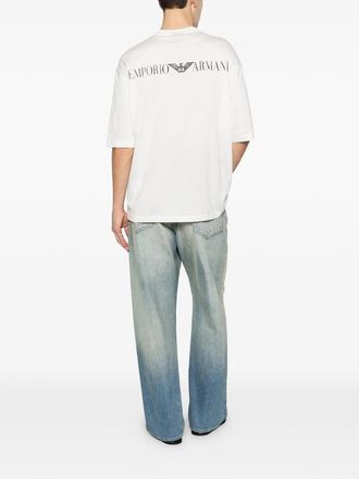 Emporio Armani Logo-Embroidered T-Shirt - White