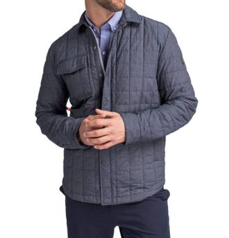 Cutter & Buck Primaloft Eco Quilted Shirt Jacket In Grey