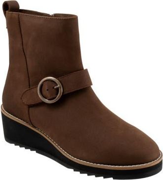 Softwalk Westland Platform Wedge Bootie in Dark Brown Nubuck at Nordstrom, Size 10.5