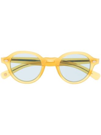 Garrett Leight Occhiali da sole Flipper tondi - Giallo