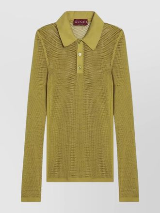 Gucci long sleeves mesh polo collar shirt
