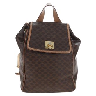 Celine Vintage Macadam Canvas Brown Canvas Backpack Bag (Pre-Owned)