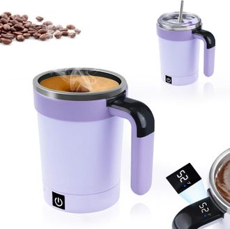 OEM Taza Autoagitadora, 380 Ml, Magn&eacute;tica, A Prueba De Fugas, Con Pantalla Lcd De Temperatura, Recargable Por Usb. Taza De Caf&eacute; Autoagitadora De Acero Ino