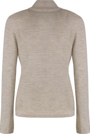 Max Mara Womens Cashmere High Collar Long Sleeve Sweater Sand