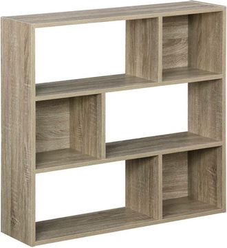Sweeek Sweeek - 3-shelf bookcase with 6 compartments, Pieter, Natural, 83x23x80 cm