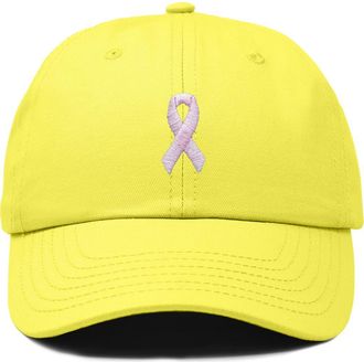 Dalix Pink Ribbon Dad Cap in Yellow at Nordstrom