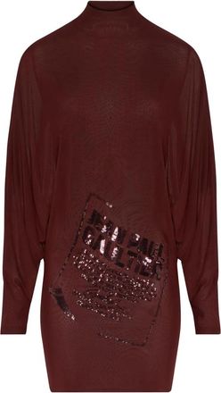 Jean Paul Gaultier Bordeaux Tule Paillettenjurk Aw 25 - Dames - Kleedjes - Bruin - M - Tule - Kleedjes