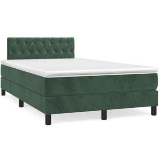 vidaXL Vidaxl - Cama Box Spring Con Colch&oacute;n Terciopelo Verde Oscuro 120x190 Cm