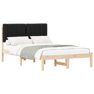 vidaXL Estructura De Cama Con Cabecera Tapizada Natural Y Negro Vidaxl
