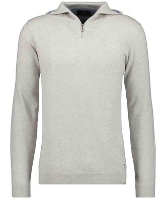 Ragman Rundhalspullover RAGMAN, Herren, Gr. 54, grau (hellgrau), 95% Baumwolle 5% Kaschmir, hoch geschlossener Ausschnitt, Pullover Rundhalspullover