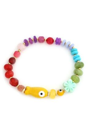 Panacea Beaded Fish Bracelet in Rainbow Multi at Nordstrom