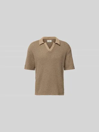 Officine G&eacute;n&eacute;rale Poloshirt mit V-Ausschnitt in Hellbraun, Gr&ouml;&szlig;e XXL