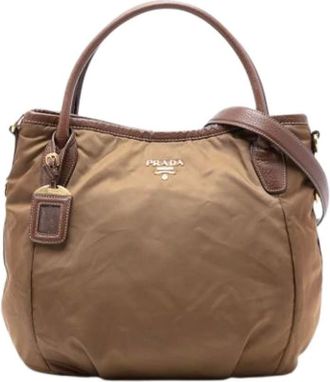 Prada Pre-owned Handbags, female, Brown, Size: ONE SIZE Pre-owned Nylon Handbag