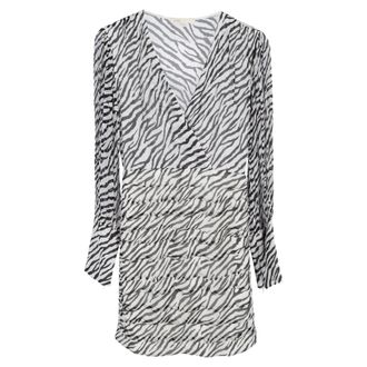 Maje Ribane Zebra Print Mini Dress in Black and White Viscose