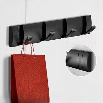 OEM Perchero De Pared, Puerta Flotante, Perchas De Aluminio Que Ahorran Espacio, Ba&ntilde;o, Sombreros, Toallas, Negro Plateado, 3 Ganchos